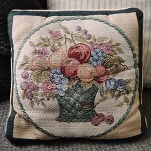 Handmade Throw Pillow Farmhouse Fruit Basket Cottage Pillow